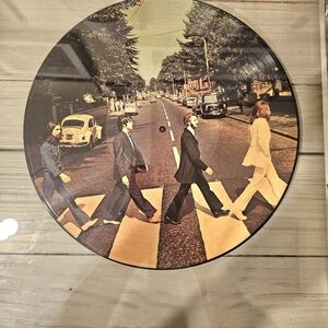 Abbey Road Picture Disc Vinyl Record. Never Played. Enclosed In Glass Frame.